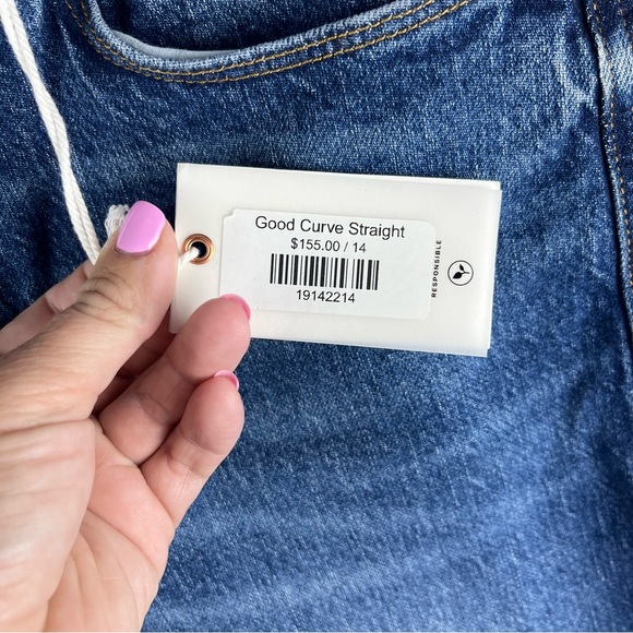 Good American NWT Good Curve Straight High Rise Medium Wash Jeans Size 14/32 - Picture 9 of 16